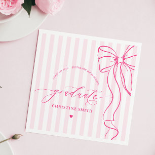 Pink Bow and Stripes Graduate Napkins