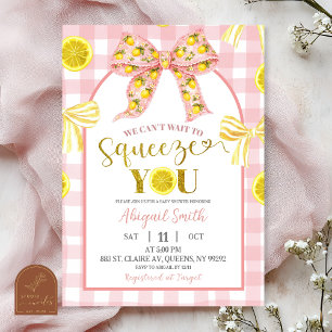 Pink Bow and Yellow Lemon Baby Shower Invitation