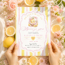 Pink Bow and Yellow Lemon Girl Baby Shower