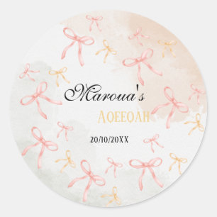 Pink Bow Aqeeqah Personalized Sticker