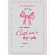 Pink Bow Aqiqah invitation