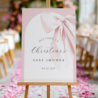 Pink Bow Arch Baby Shower Welcome Sign