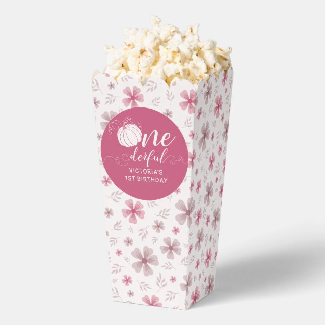 PINK BOW & ARCH FALL PUMPKIN FLOWERS BIRTHDAY FAVOR BOXES (Popped)