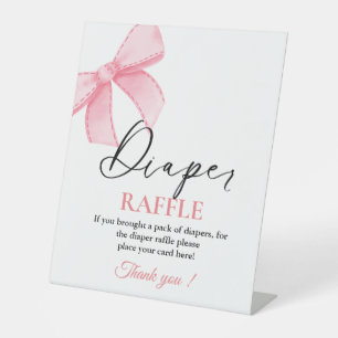 Pink Bow baby Diaper raffle baby shower game sign