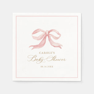 Pink Bow Baby Girl Baby Shower Napkins