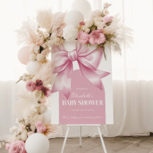 Pink Bow Baby Girl Elegant Baby Shower Welcome