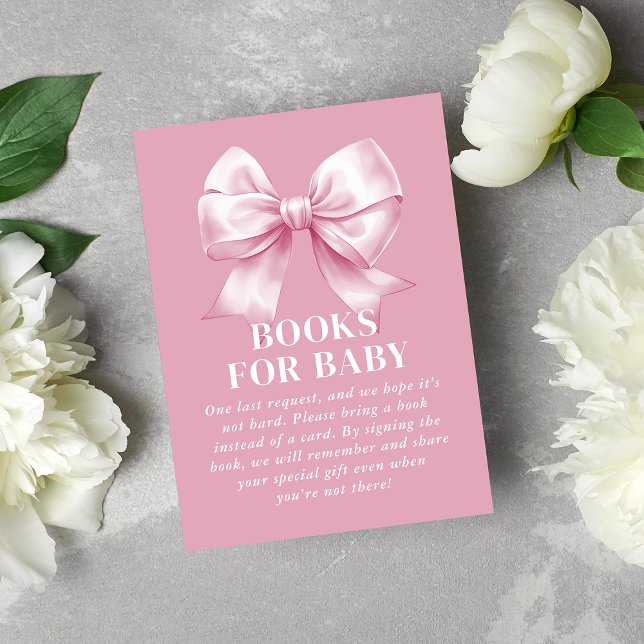 Pink Bow Baby Girl Elegant Books for Baby Enclosure Card (Pink Bow Baby Girl Elegant Books for Baby Enclosure Card)