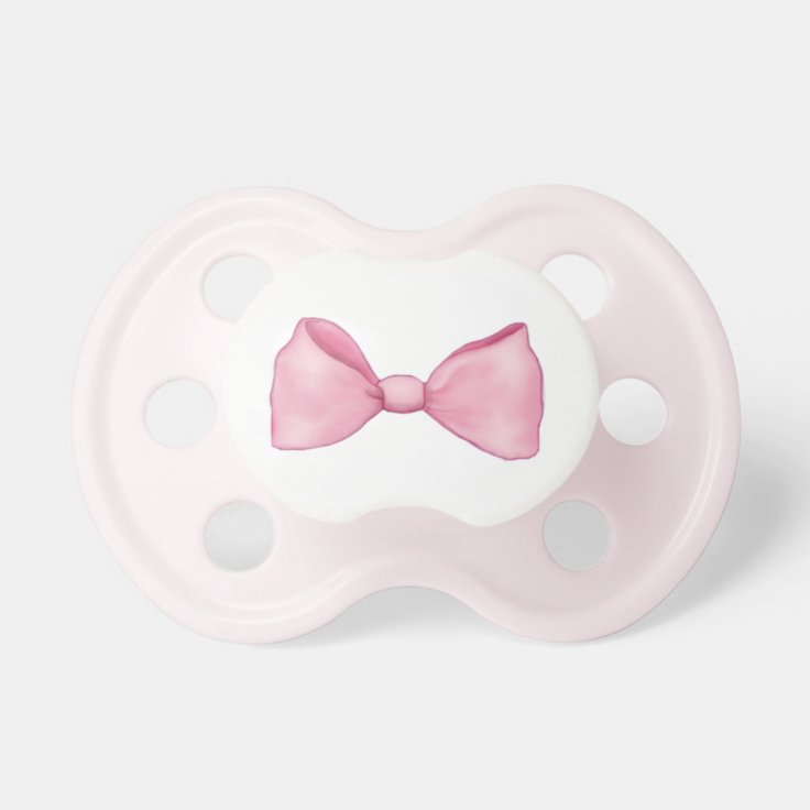 Pink Bow Baby Girl Pacifier | Zazzle