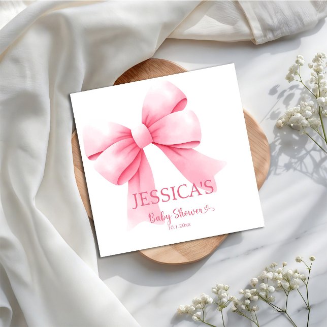 Pink Bow Baby Girl Shower  Napkins (Creator Uploaded)
