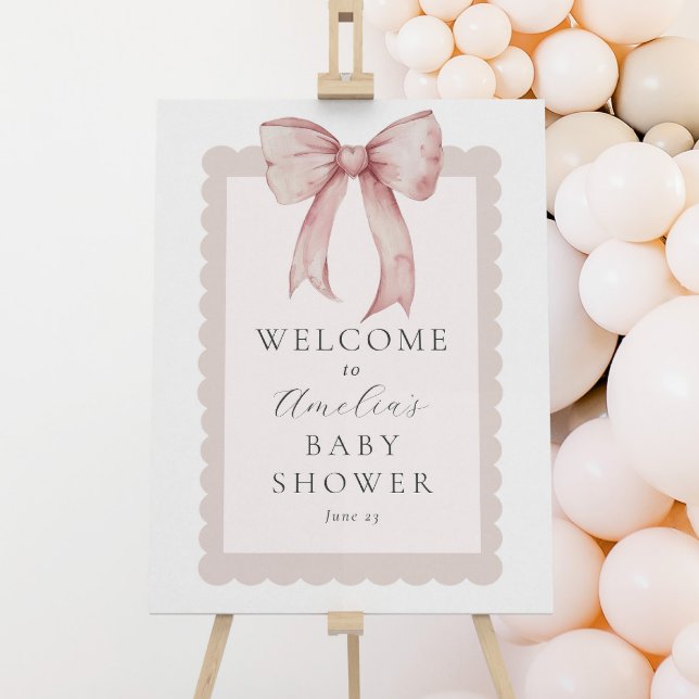 Pink Bow Baby Girl Shower Welcome Sign (Creator Uploaded)