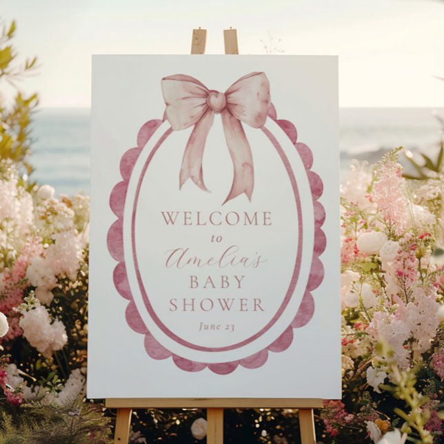 Pink Bow Baby Girl Shower Welcome Sign (Creator Uploaded)