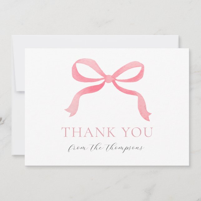 Pink Bow Baby Girl Thank You (Front)