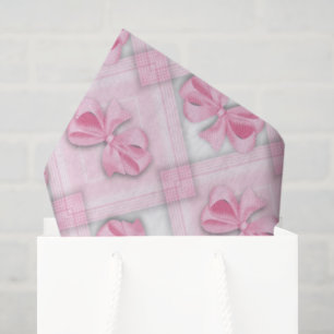 Pink bow baby girl tissue paper