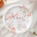 Pink Bow Baby In Bloom Baby Shower Paper Plate<br><div class="desc">Complete your celebration with our "Baby in Bloom" Paper Plates. Adorned with delicate watercolor flowers in soft pastel pink and a beautifully illustrated pink bow, these plates add elegance and charm to your table setting. Perfect for baby showers or events honoring the arrival of a little girl, they combine style...</div>