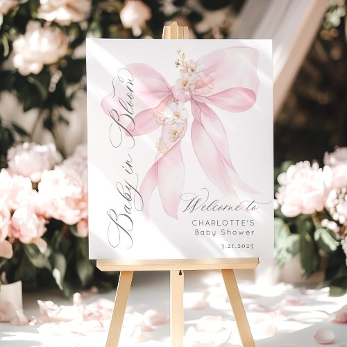 Pink Bow Baby in Bloom Baby shower Welcome