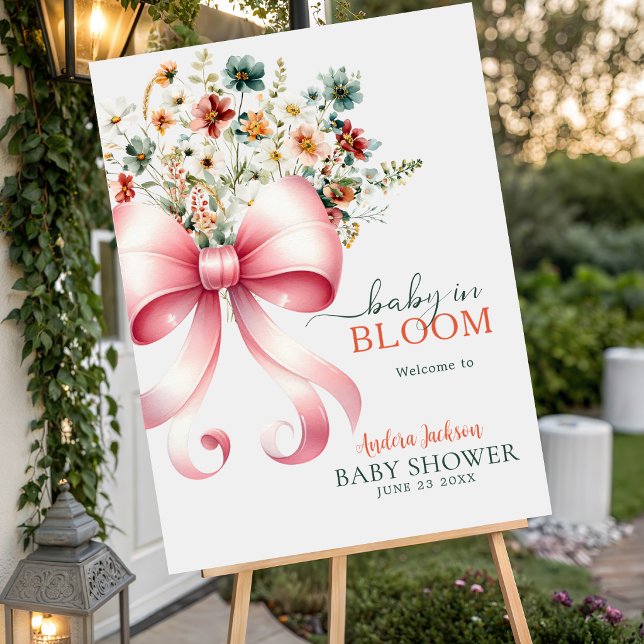 Pink Bow Baby in Bloom Welcome Sign (Creator Uploaded)