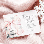 Pink Bow Baby It Cold Outside Baby Diaper Raffle  Enclosure Card<br><div class="desc">Baby shower books for baby enclosure card that features a pink bow with snowflakes,  a snowy pine tree,  perfect for a winter themed baby shower.</div>