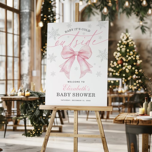 Pink Bow Baby Its Cold Outside Baby Shower Welcome Foam Board (Pink Bow Baby Its Cold Outside Baby Shower Welcome Foam Board)