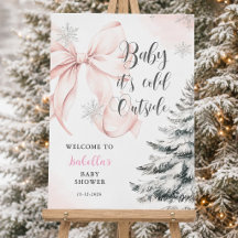 Pink Bow Baby It's Cold Outside Baby Shower xmas