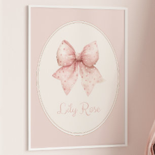 Pink Bow Baby Name Wall Art
