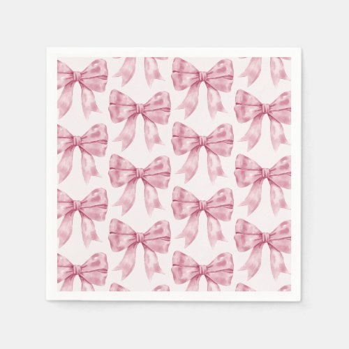 Pink Bow Baby or Bridal Shower Birthday Party Napkins