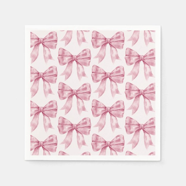 Pink Bow Baby or Bridal Shower, Birthday Party Napkins (Front)