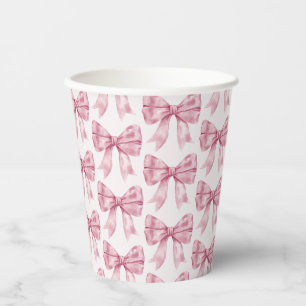 Pink Bow Baby or Bridal Shower, Birthday Party Paper Cups