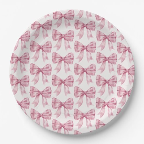 Pink Bow Baby or Bridal Shower Birthday Party Paper Plates