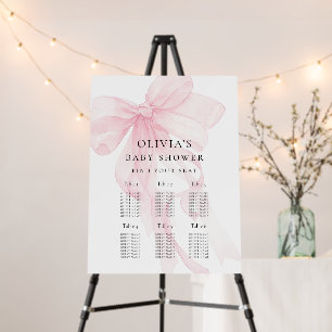 Pink Bow Baby Shower 6 table Seating Chart Foam Board