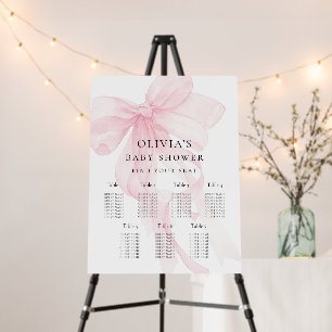 Pink Bow Baby Shower 7 table Seating Chart Foam Board