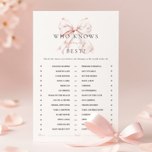 Pink Bow Baby Shower Activity Games