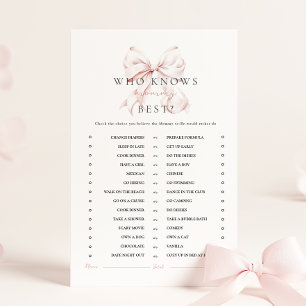 Pink Bow Baby Shower Activity Games