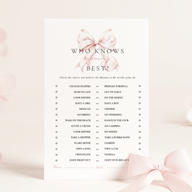 Pink Bow Baby Shower Activity Games (Creator Uploaded)