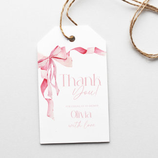 Pink Bow Baby Shower, Baby Shower, It's A Girl, Gift Tags