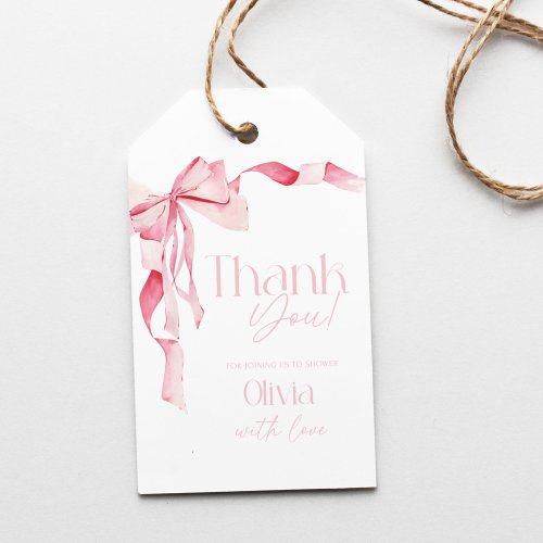 Pink Bow Baby Shower Baby Shower Its A Girl  Gift Tags