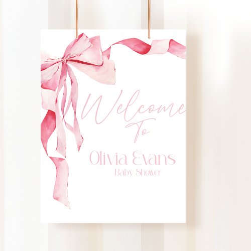 Pink Bow Baby Shower Baby Shower Its A Girl  Poster