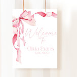 Pink Bow Baby Shower, Baby Shower, It's A Girl,  Poster<br><div class="desc">Pink Bow Baby Shower,  Baby Shower,  It's A Girl,  Minimalist Baby Shower,  Pink Baby Shower,  Bow,  Ribbon,  Watercolor Bow,  Editable,  Digital</div>