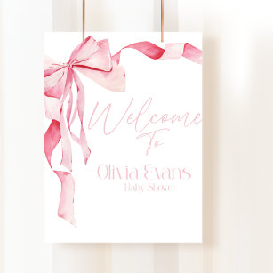 Pink Bow Baby Shower, Baby Shower, It's A Girl,  Poster