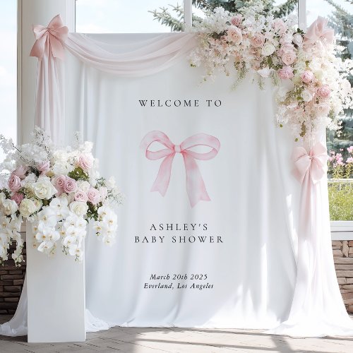Pink Bow Baby Shower Backdrop