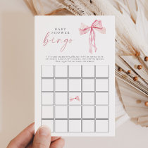 Pink Bow Baby Shower Bingo Blush Ribbon Girl Game