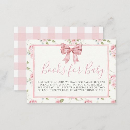 Pink Bow Baby Shower Book Request Card