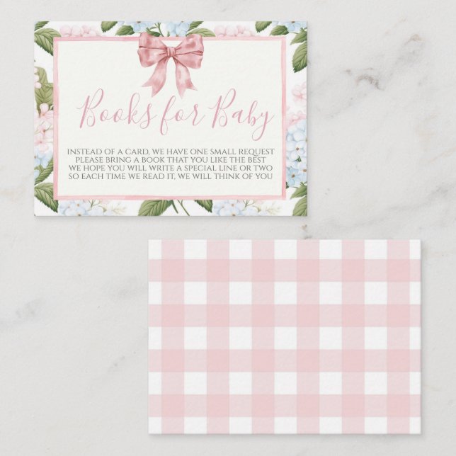 Pink Bow Baby Shower Book Request Card (Front/Back)