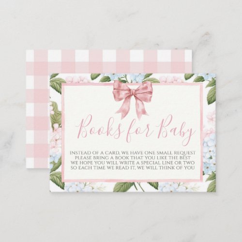 Pink Bow Baby Shower Book Request Card