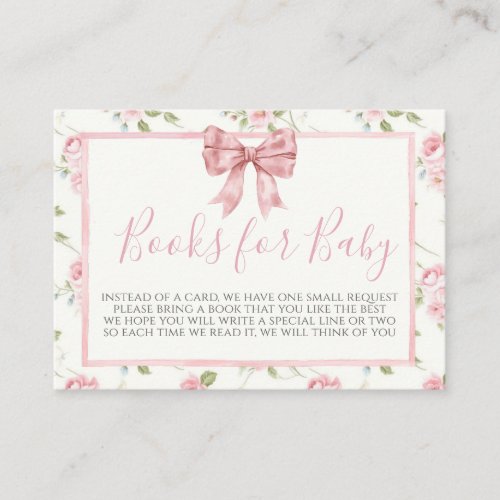 Pink Bow Baby Shower Book Request Card