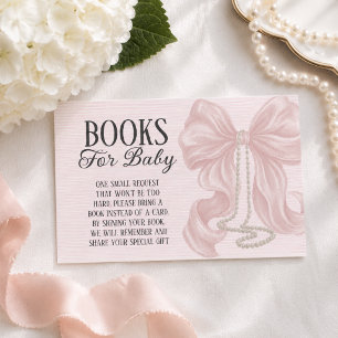 Pink Bow Baby Shower Books For Baby Enclosure Card