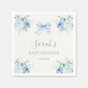 Pink Bow Baby Shower Boy Napkins