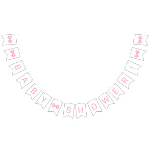Pink Bow Baby Shower Bunting Flags