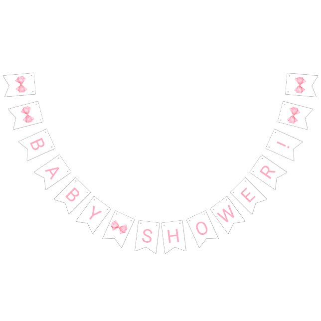 Pink Bow Baby Shower Bunting Flags (All)