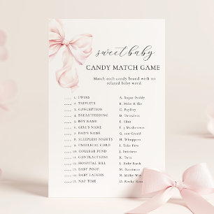 Pink Bow Baby Shower CANDY MATCH GAME