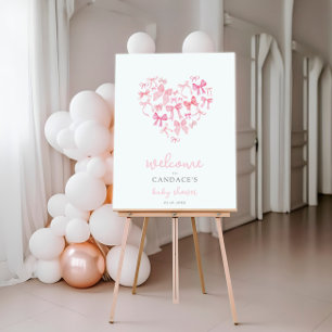 Pink Bow Baby Shower celebration welcome sign